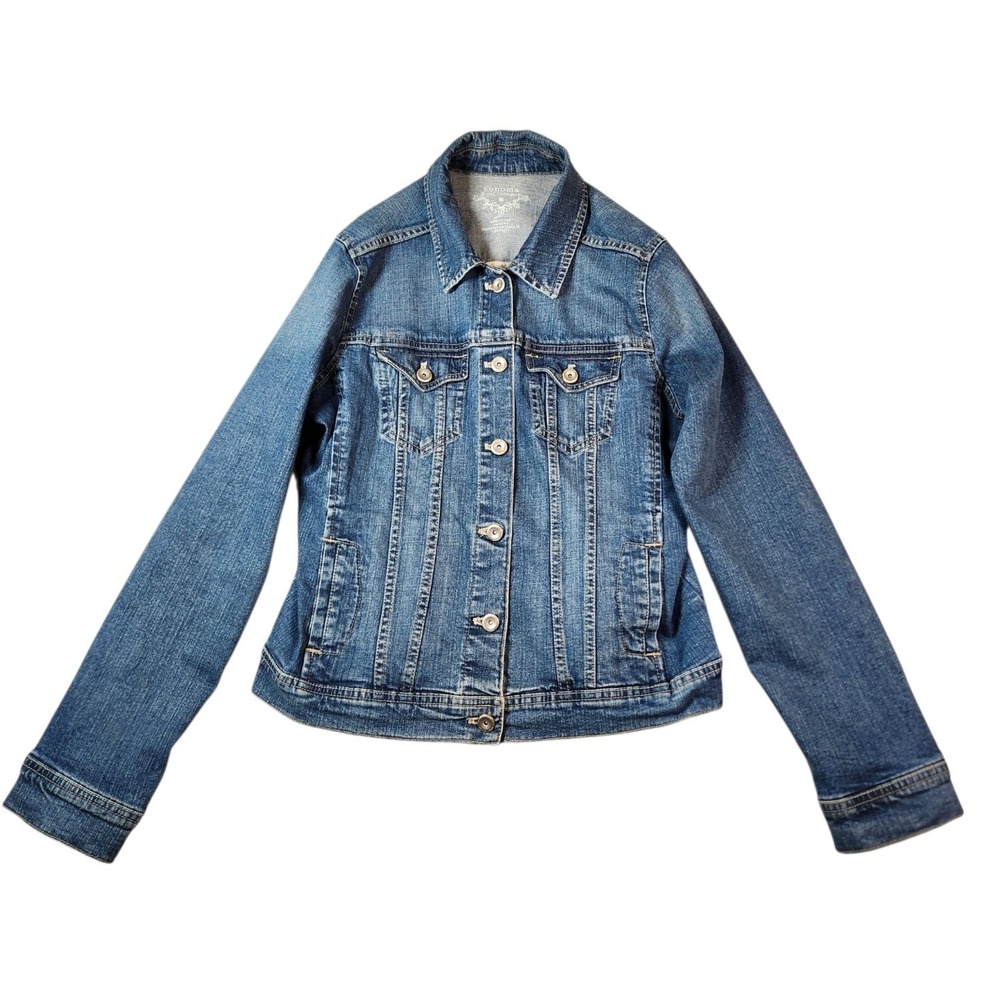 Sonoma Life + Style Women's M Denim Jean Jacket Stretch Blue Button Front